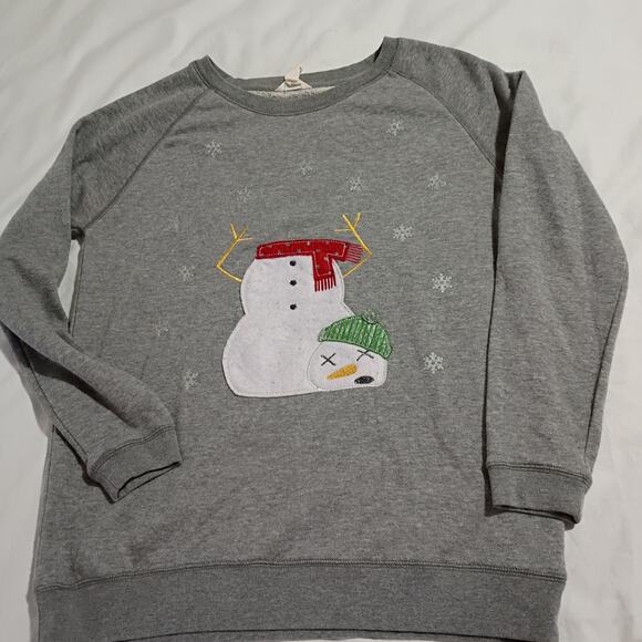 Ugly Christmas Sweatshirt XS Worn out Snowman! Oversized Grey raglan-sleeved - Picture 4 of 12